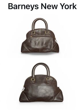 BARNEYS NEW YORK VINTAGE RICH BROWN PEBBLED LEATHER DOME SATCHEL HANDBAG 👜